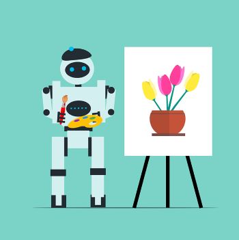 Cartoon robot painting